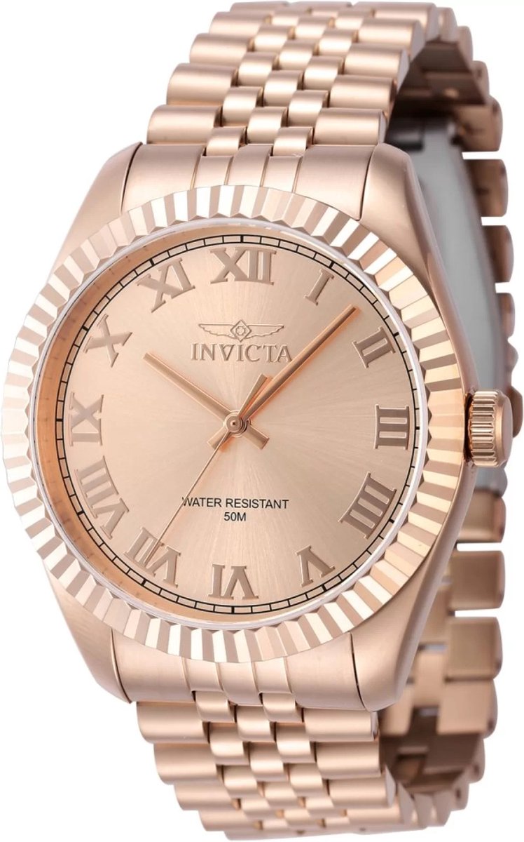 Invicta Specialty 47407 Heren Horloge - Waterdicht - Analoog - Quartz Uurwerk - Roestvrij Staal met rosegouden Wijzerplaat - 43mm