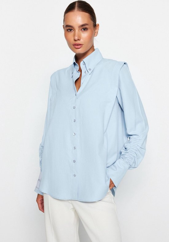 Foto: Trendyol tpraw22go1191 volwassenen vrouwen shirt single lichtblauw 40