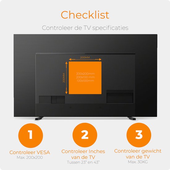 Douxe® DTS-A43 - TV Beugel - Muurbeugel TV voor 23 t/m 43 Inch - Full Motion - TV Muurbeugel tot 30KG