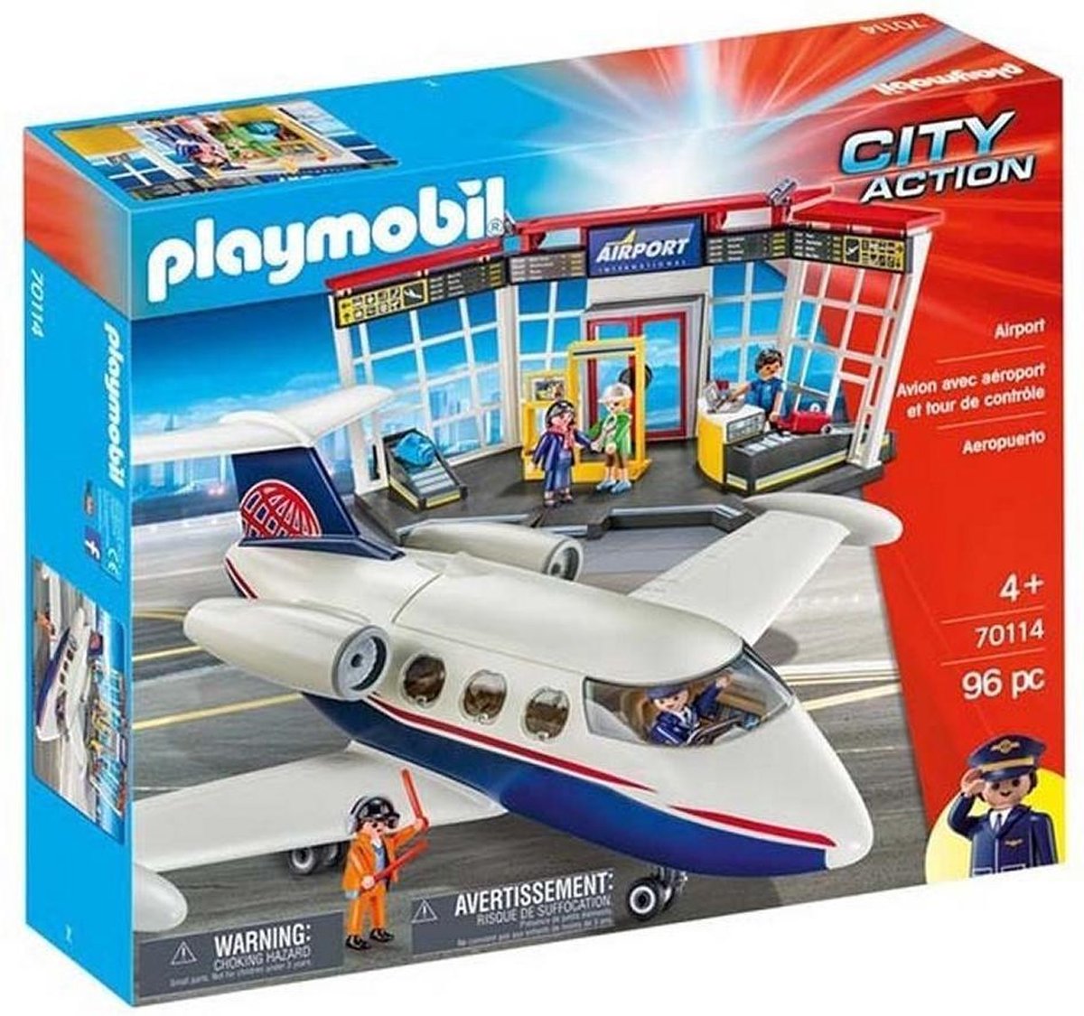 Avion et Tour de Contrôle PLAYMOBIL - City Action - 130 pièces