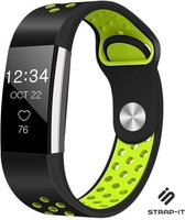 Siliconen Smartwatch bandje - Geschikt voor Fitbit Charge 2 sport band - zwart/geel - Strap-it Horlogeband / Polsband / Armband - Maat: Maat L