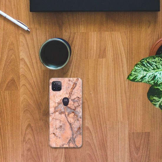 Coque Téléphone pour Motorola Moto G 5G Bumper Housse Etui Orange De Marbre