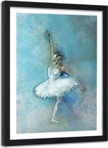 Foto in frame , Ballerina ,120x80cm , blauw wit , wanddecoratie
