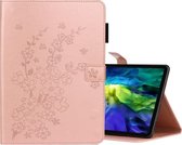 Voor iPad Pro 11 (2020) Plum Blossom reliÃ«fpatroon Horizontale flip lederen tas met houder en kaartsleuf (rose goud)