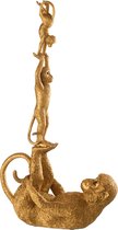 J-line Beeld Aap Turnend Toren Poly Goud Large