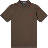 Fred Perry - Heren Polo SS Twin Tipped Liqrce/Bgrn/Roso - Bruin - Maat M