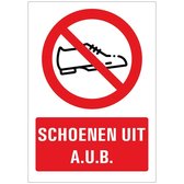 Schoenen uit aub sticker met tekst 210 x 297 mm