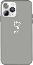 Voor iPhone 11 Pro Max Love-heart Letter Pattern Colorful Frosted TPU telefoon beschermhoes (grijs)