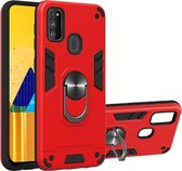 Voor Samsung Galaxy M30s 2 in 1 Armor Series PC + TPU beschermhoes met ringhouder (rood)