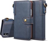 Voor iPhone XR koeienhuid textuur horizontale flip lederen tas met houder & kaartsleuven & portemonnee & lanyard (blauw)