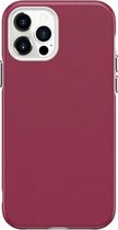 Zakelijke stijl PU + pc-beschermhoes voor iPhone 12/12 Pro (magenta)