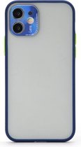 Volledige dekking TPU + pc-beschermhoes met metalen lensafdekking voor iPhone 12 (blauwgroen)