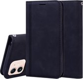 Frosted zakelijke magnetische horizontale flip PU lederen tas met houder & kaartsleuf & lanyard voor iPhone 12 mini (zwart)