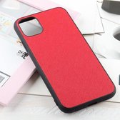 Hella Cross Texture lederen beschermhoes voor iPhone 12/12 Pro (rood)