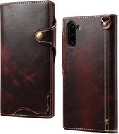 Voor Galaxy Note 10 Denior Oil Wax Koeienhuid Magnetische Knop Horizontale Flip Leren Case met Kaartsleuven & Portemonnee (Donkerrood)