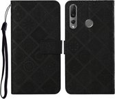 Voor Huawei P Smart Z / Y9 Prime 2019 Etnische stijl Reliëfpatroon Horizontale flip lederen tas met houder & kaartsleuven & portemonnee & lanyard (zwart)