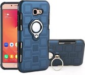 Voor Galaxy A7 (2017) 2 in 1 kubus pc + TPU beschermhoes met 360 graden draaien zilveren ringhouder (marineblauw)