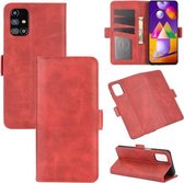Voor Samsung Galaxy M31s Dual-side magnetische gesp horizontale flip lederen tas met houder & kaartsleuven & portemonnee (rood)