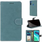 Voor Motorola Moto G8 Retro Frosted Horizontale Flip PU lederen tas met houder & kaartsleuven & portemonnee & fotolijst (blauw)