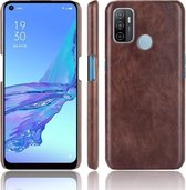 Voor OPPO A53 (2020) / A32 (2020) Schokbestendig Litchi Texture PC + PU-hoesje (bruin)