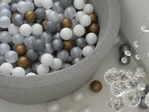 Ballenbad 90x40cm inclusief 200 ballen - Licht grijs: wit, parel, grijs, zilver, oud roze