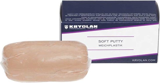 Kryolan Soft Putty in huidskleur, verpakt in plastic. Textuur lijkt op klei.
