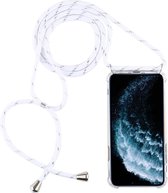 Four-Corner Anti-Fall Trasparent TPU mobiele telefoonhoes met draagkoord voor iPhone 11 Pro Max (wit)