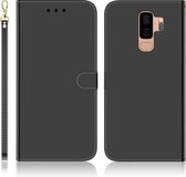 Voor Galaxy S9 + geÃ¯miteerd spiegelend oppervlak horizontaal flip lederen tas met houder & kaartsleuven & portemonnee & lanyard (zwart)