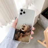 Dubbelzijdige film IMD schokbestendige TPU beschermhoes met ringhouder voor iPhone 12/12 Pro (goud)