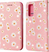 Voor Samsung Galaxy S20 FE Glittering Daisy magnetische horizontale flip lederen tas met houder & kaartsleuven en fotolijst (roze)