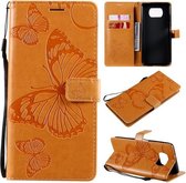 Voor Xiaomi Poco X3 NFC 3D Vlinders Embossing Patroon Horizontale Flip Leren Case met Houder & Kaartsleuf & Portemonnee (Geel)