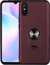 Voor Xiaomi Redmi 9A 360 graden roterende multifunctionele stent PC + TPU-hoes met magnetische onzichtbare houder (Jujube Red)