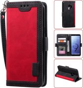 Voor Galaxy S9 Retro Splicing Horizontale Flip lederen tas met kaartsleuven & houder & portemonnee (rood)