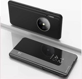 Voor Huawei Y9a 2020 / Enjoy 20 Plus vergulde spiegel horizontale flip lederen tas met houder (zwart)
