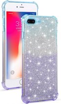 Voor iPhone 8 Plus / 7 Plus gradiënt glitter poeder schokbestendig TPU beschermhoes (blauw paars)