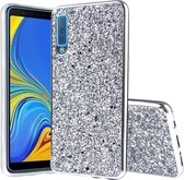 Glitterpoeder schokbestendig TPU beschermhoes voor Samsung Galaxy A7 (2018) (zilver)