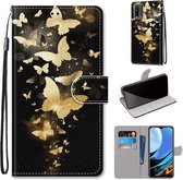 Voor Xiaomi Redmi Note 9 4G / 9 Power Gekleurde Tekening Cross Texture Horizontale Flip PU Leather Case met Houder & Kaartsleuven & Portemonnee & Lanyard (Golden Butterfly Group)