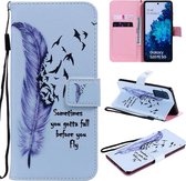 Voor Samsung Galaxy S20 FE Schilderen Horizontale Flip Leren Case met Houder & Kaartsleuf & Lanyard (Veer)