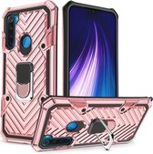 Voor Xiaomi Redmi Note 8 Cool Armor PC + TPU schokbestendig hoesje met 360 graden rotatie ringhouder (roségoud)