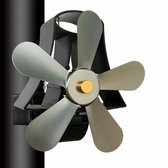 YL-106 5-blads hoge temperatuur aluminium warmte aangedreven open haard kachel ventilator (grijs)