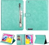 Voor iPad 1/2/3/4 Tablet Mode Kalfsstructuur Rits Horizontale Flip Leren Case met Standaard & Kaartsleuven & Portemonnee & Wek- / Slaapfunctie (Groen)