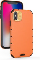 Voor iPhone XR Shockproof Grain Leather PC + TPU Case (Orange)