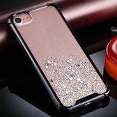Voor iPhone 6/6 s Vierhoeken Schokbestendig Glitterpoeder Acryl + TPU Beschermhoes (Zwart)