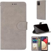 Voor Samsung Galaxy A02s / M02s Retro Frosted Horizontale Flip PU lederen tas met houder & kaartsleuven & portemonnee & fotolijst (grijs)