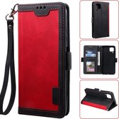 Voor Huawei P40 Lite Retro Splicing Horizontale Flip Leather Case met kaartsleuven & houder & portemonnee (rood)
