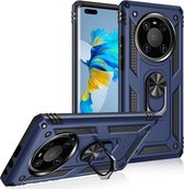 Voor Huawei Mate 40 Pro schokbestendige TPU + pc-beschermhoes met 360 graden roterende houder (blauw)