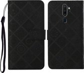 Voor OPPO A5 / A9 2020 etnische stijl reliëf patroon horizontale flip lederen tas met houder & kaartsleuven & portemonnee & lanyard (zwart)