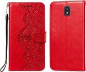 Voor LG K30 Flower Vine Embossing Pattern Horizontale Flip Leather Case met Card Slot & Holder & Wallet & Lanyard (Red)