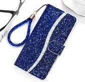 Voor Geschikt voor Xiaomi Redmi 7A Glitterpoeder Horizontale Flip Leren Case met Kaartsleuven & Houder & Lanyard (Blauw)