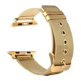 Geschikt voor Apple Watch Series 6 & SE & 5 & 4 40 mm / 3 & 2 & 1 38 mm Milanese roestvrijstalen horlogeband met dubbele gesp (goud)
